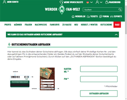 SV Werder Bremen | Geschenkkarten Guthaben Abfrage | Alle Informationen