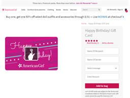 american girl doll gift certificate