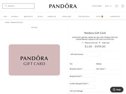 pandora gift card security code